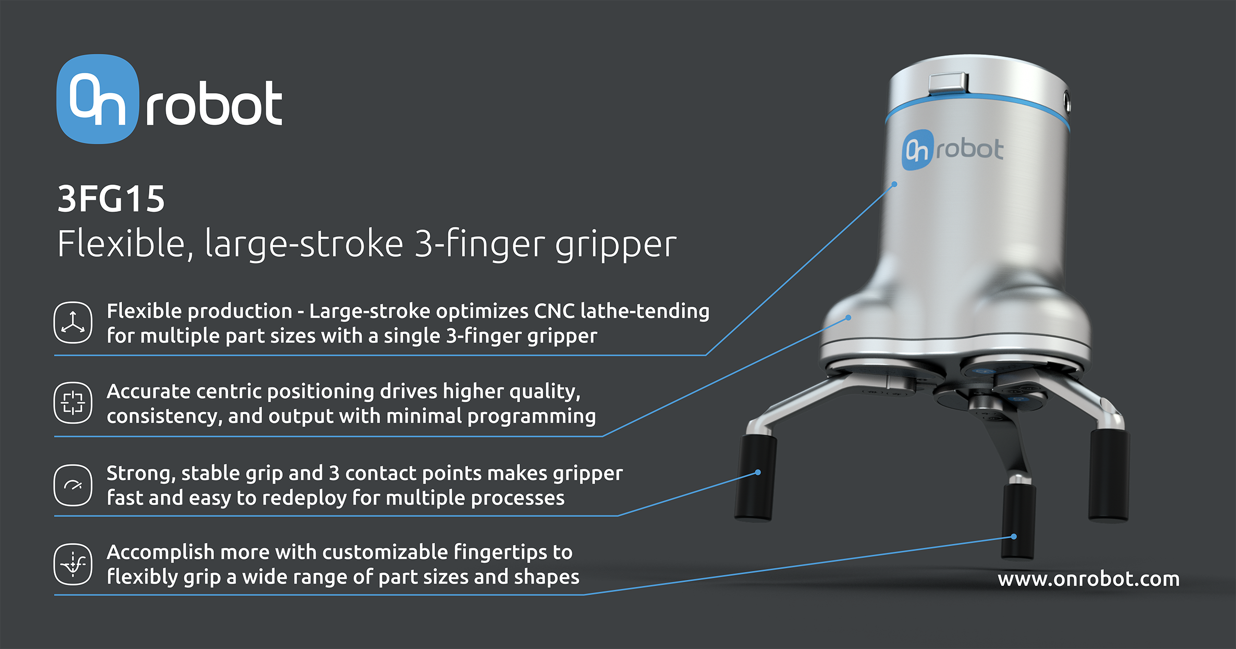 OnRobot 3FG15 three-finger gripper