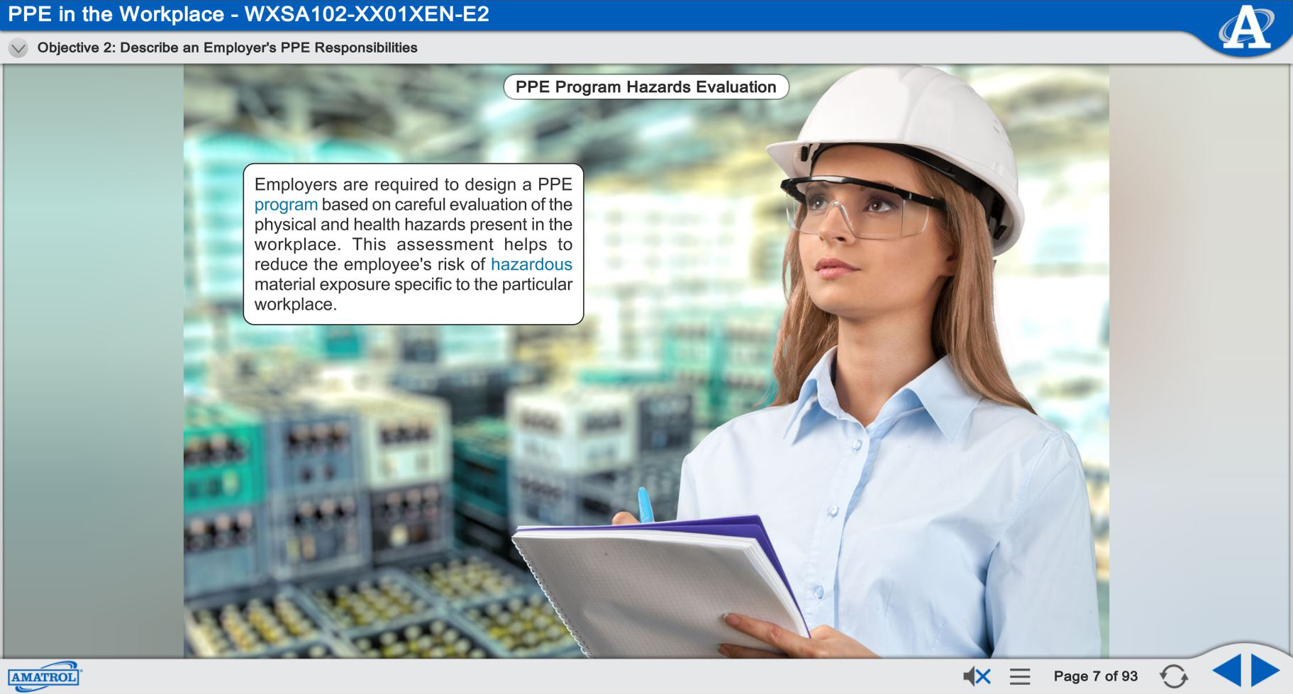 PPE in the Workplace Amatrol Safety eLearning Course PPE